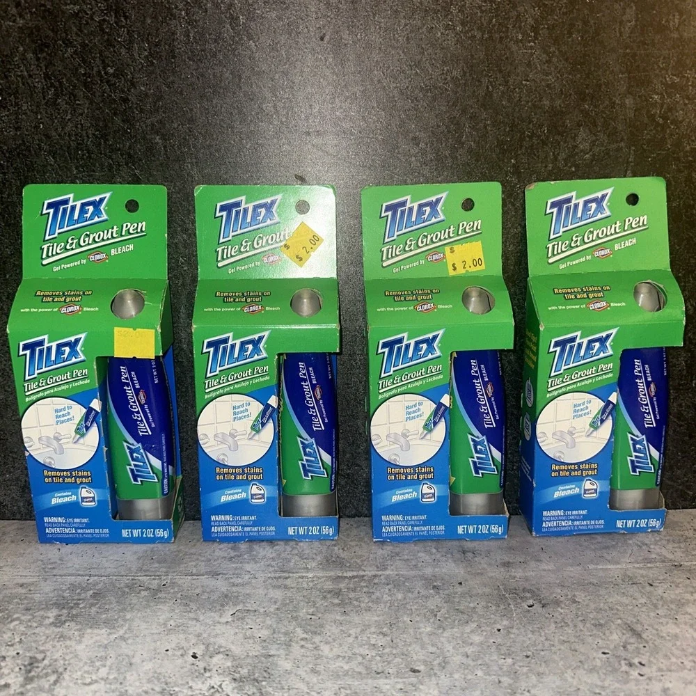 4 Lot TILEX Tile & Grout Pen Removes Stains 2 oz Dual Tip Clorox Bleach NEW
